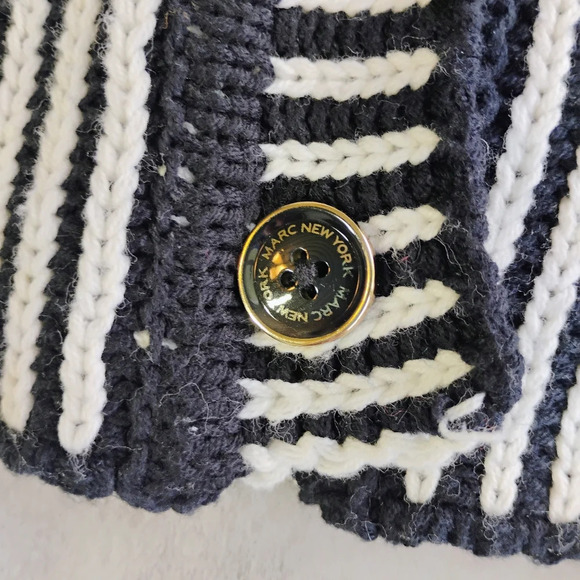 Marc New York Cable Knit Striped V Neck Cardigan Sweater Size Small Whimsigoth - Picture 8 of 14